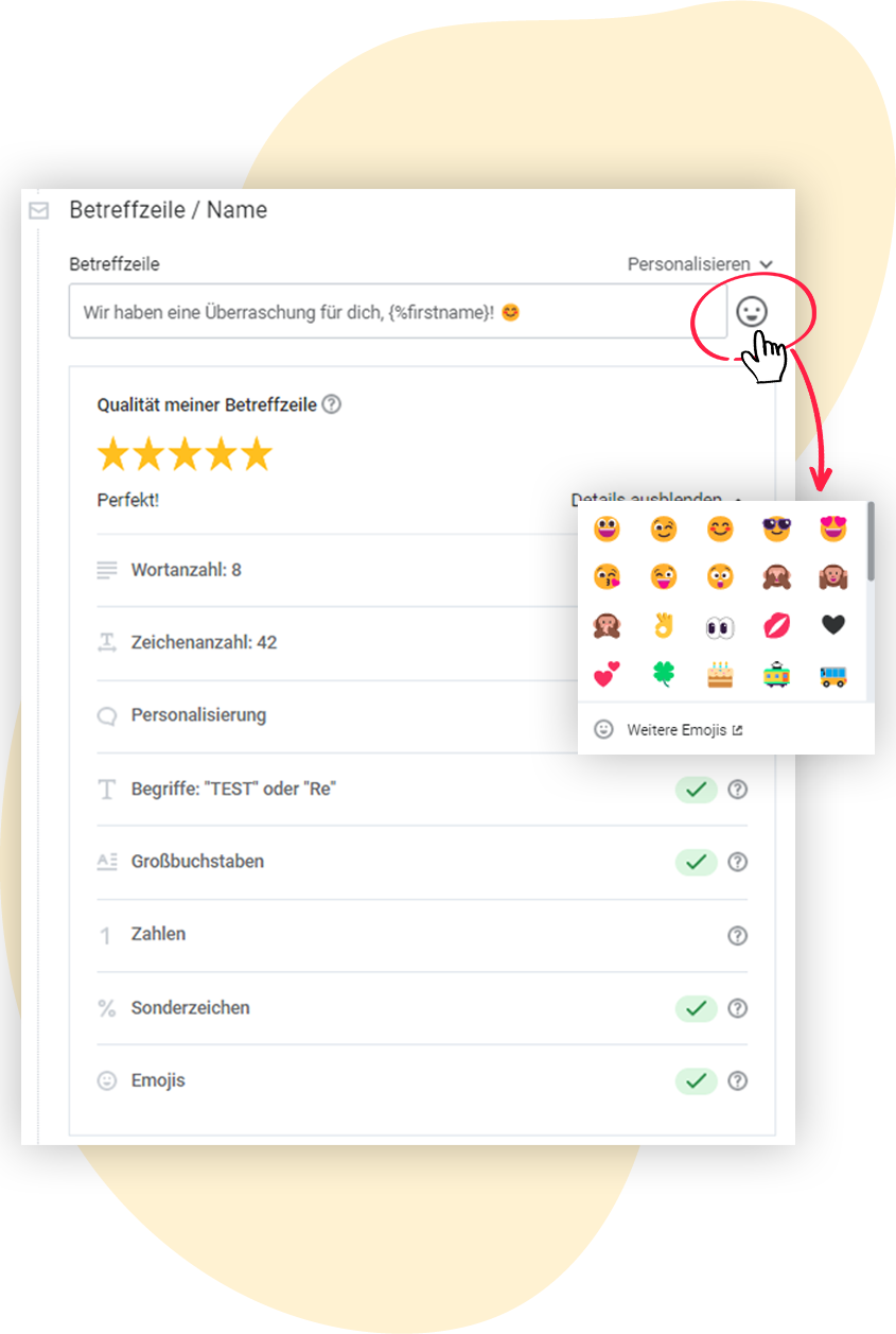 Emojis in die Betreffzeile eines Newsletters einfÃ¼gen