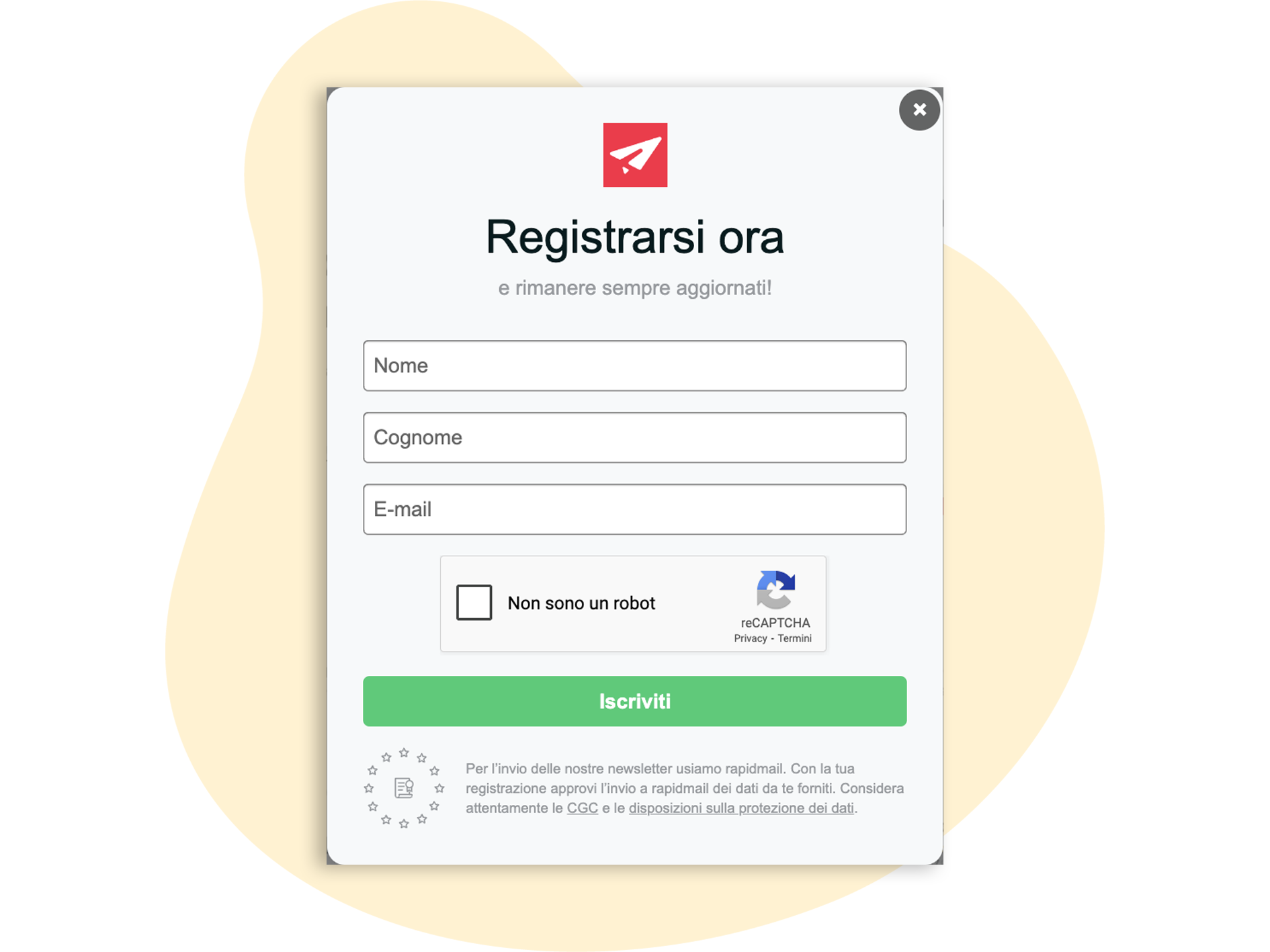 Esempio di un form con un campo Captcha per la verifica di sicurezza