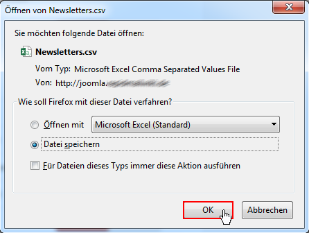 Joomla Newsletter EmpfÃ¤nger Ã¼bertragen