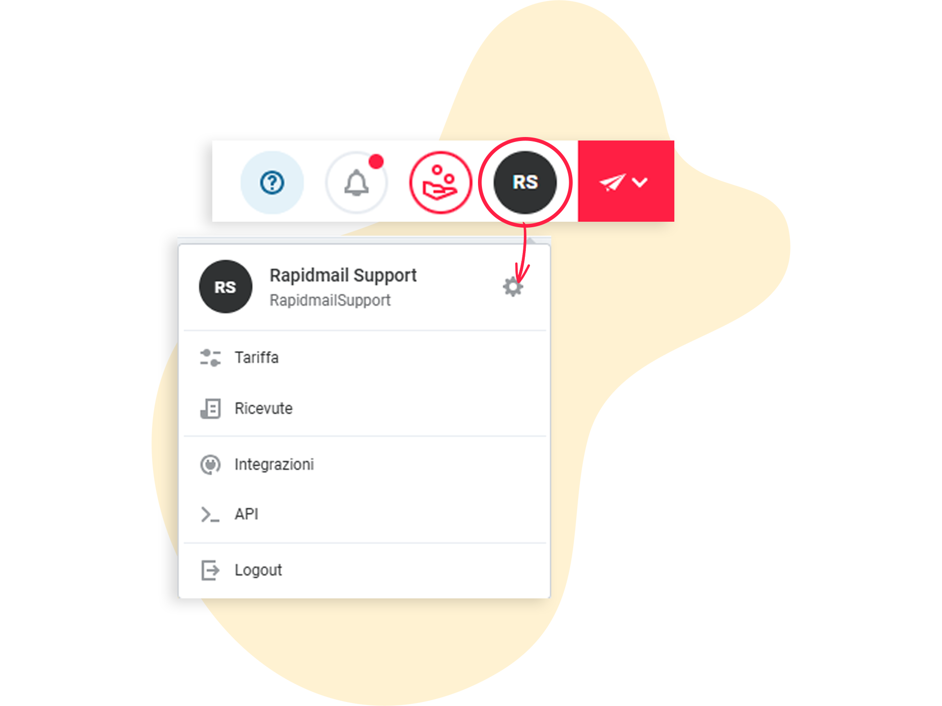 Apri le impostazioni del tuo account rapidmail