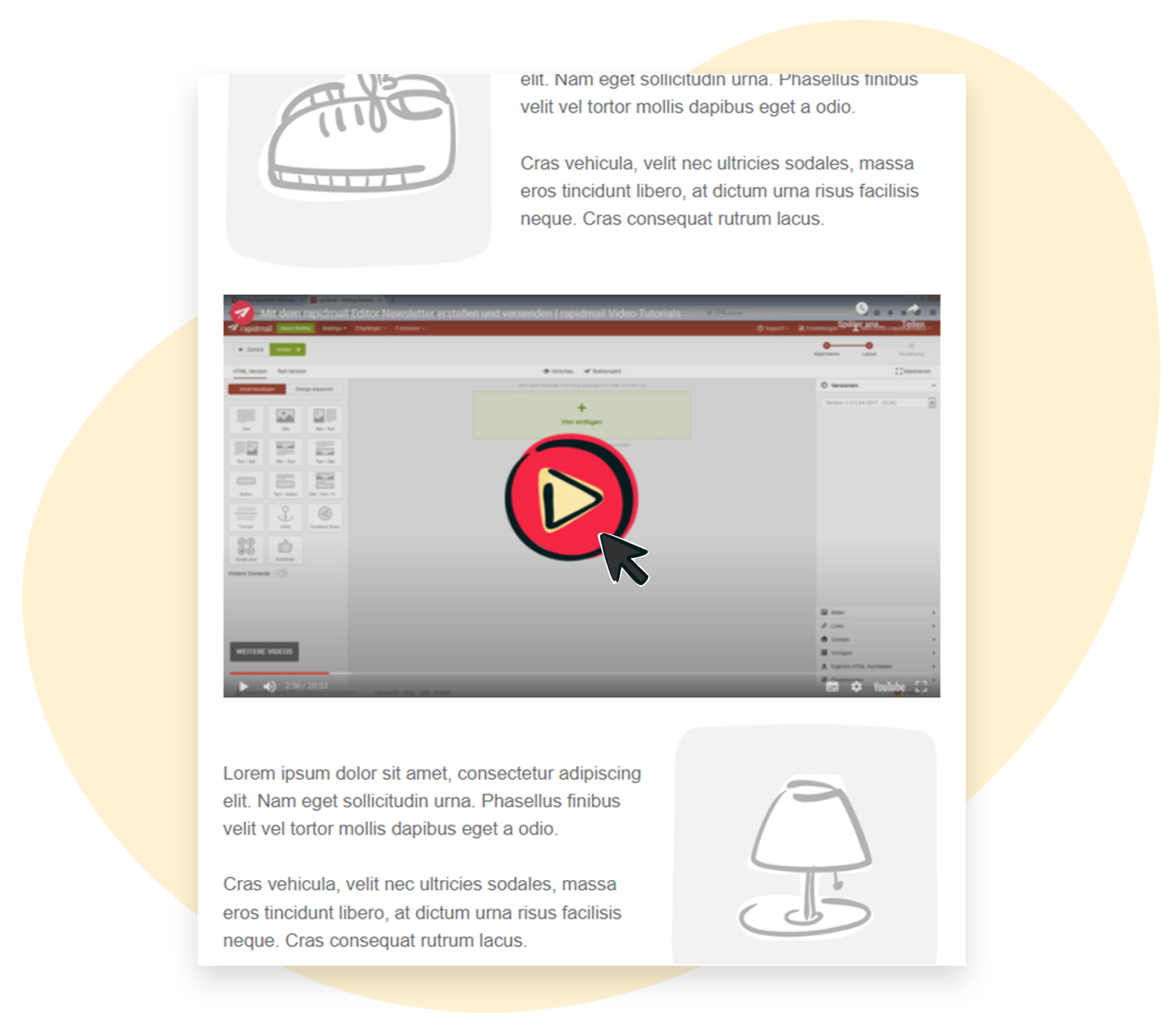 Beispiel einer anklickbaren Grafik im Newsletter, die mit dem eigentlichen Video verlinkt ist