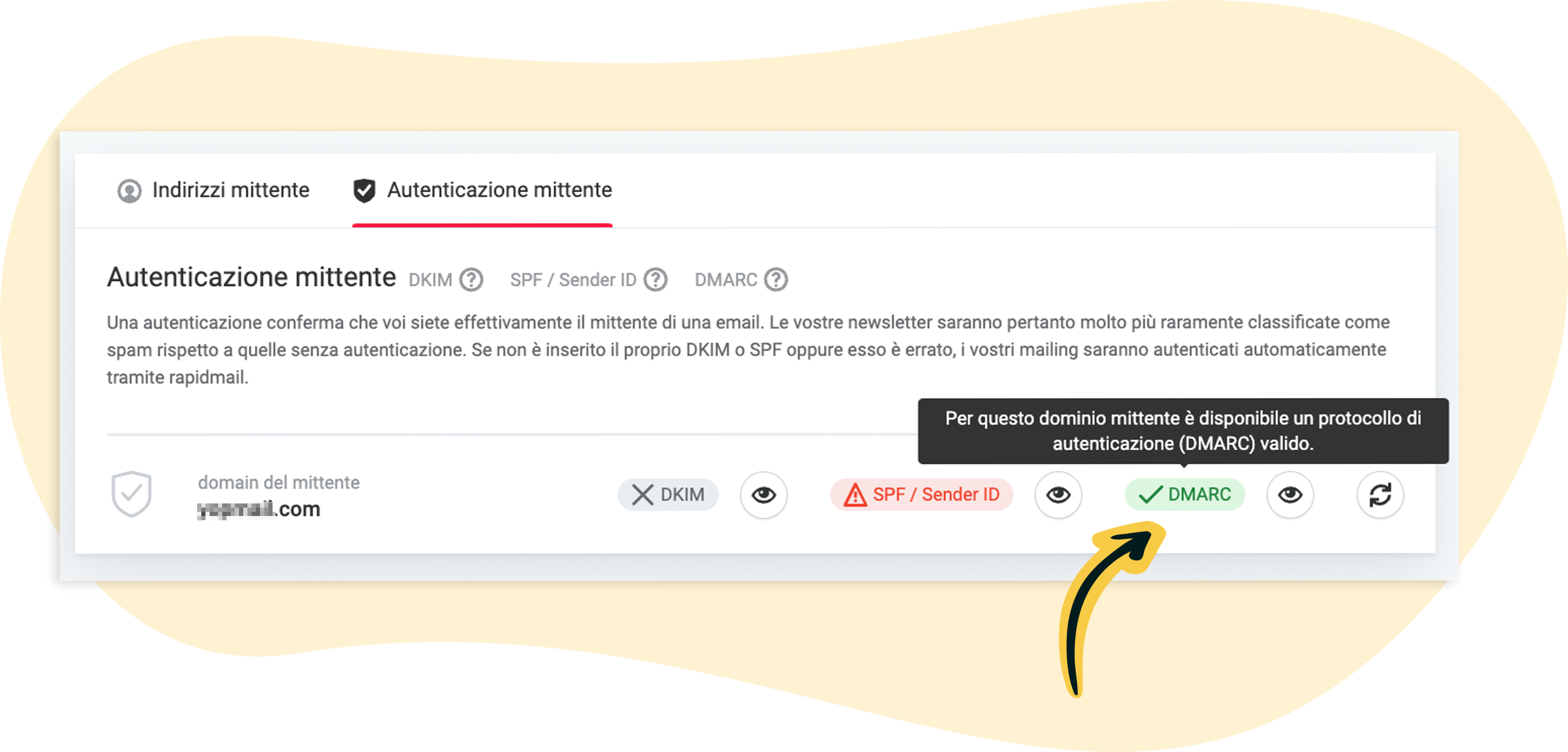 Protocollo di autenticazione DMARC valido