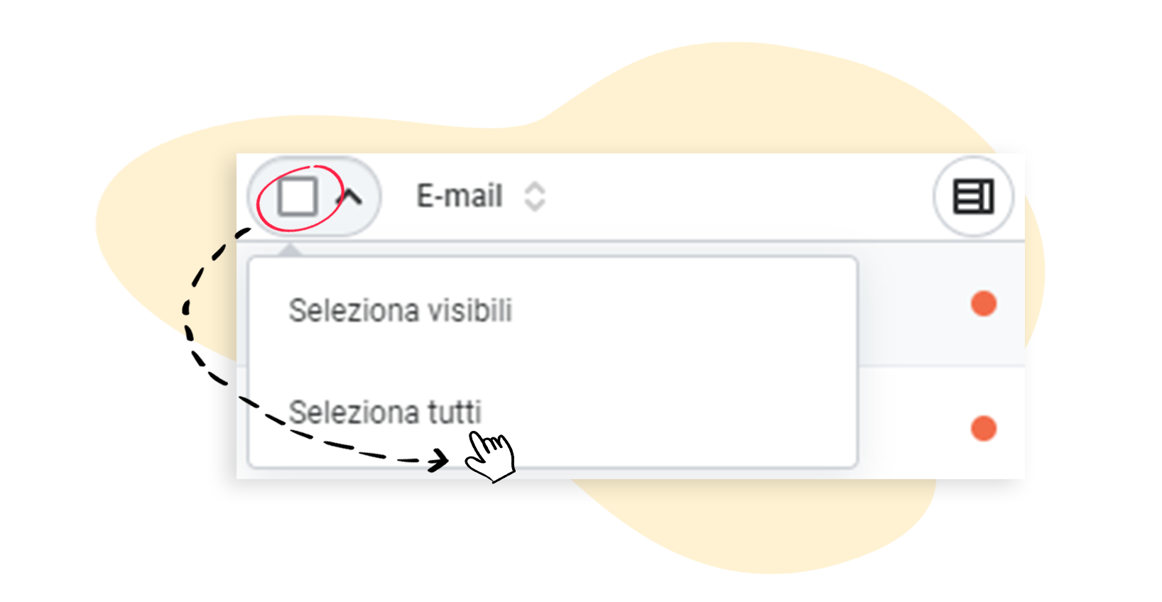 Casella di selezione per selezionare tutti i contatti con un solo clic