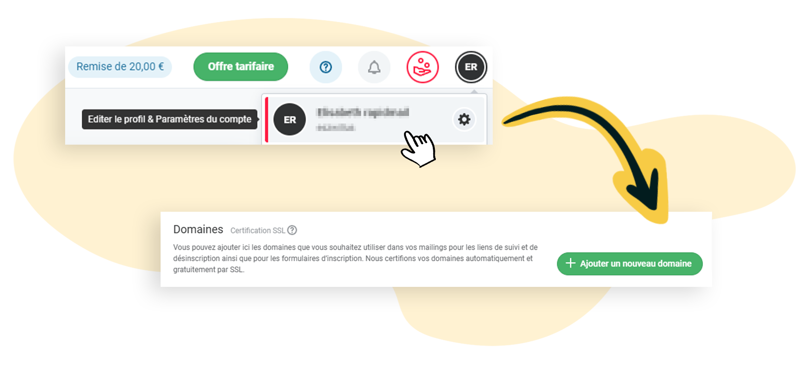 Neue Domain in den Kontoeinstellungen anlegen