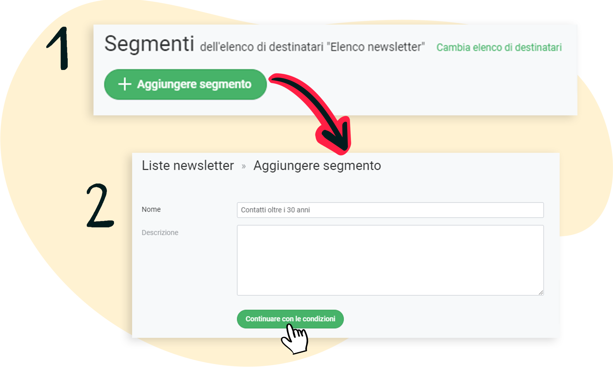 Creare un nuovo segmento per un elenco di destinatari
