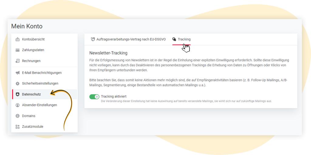 Ãbersicht zum Newsletter-Tracking in der Standardansicht