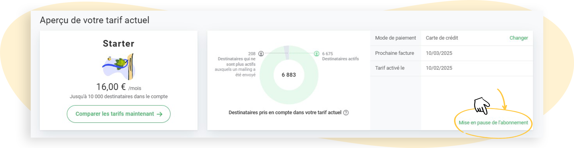 Mettre en pause votre abonnemnet rapidmail