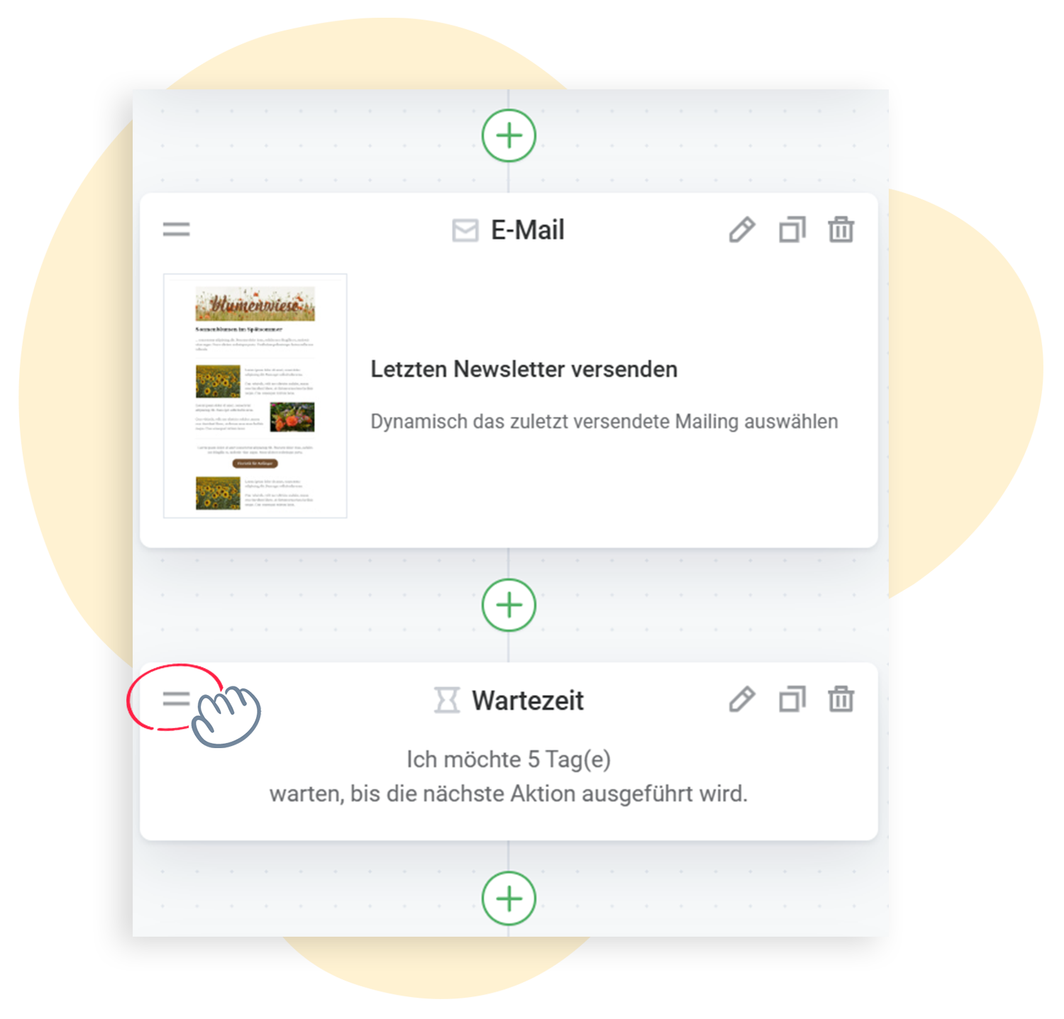 Ein Element im Automation-Workflow per Drag-and-Drop verschieben