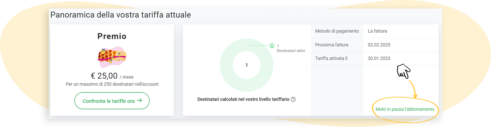 Metti in pausa l'abbonamento