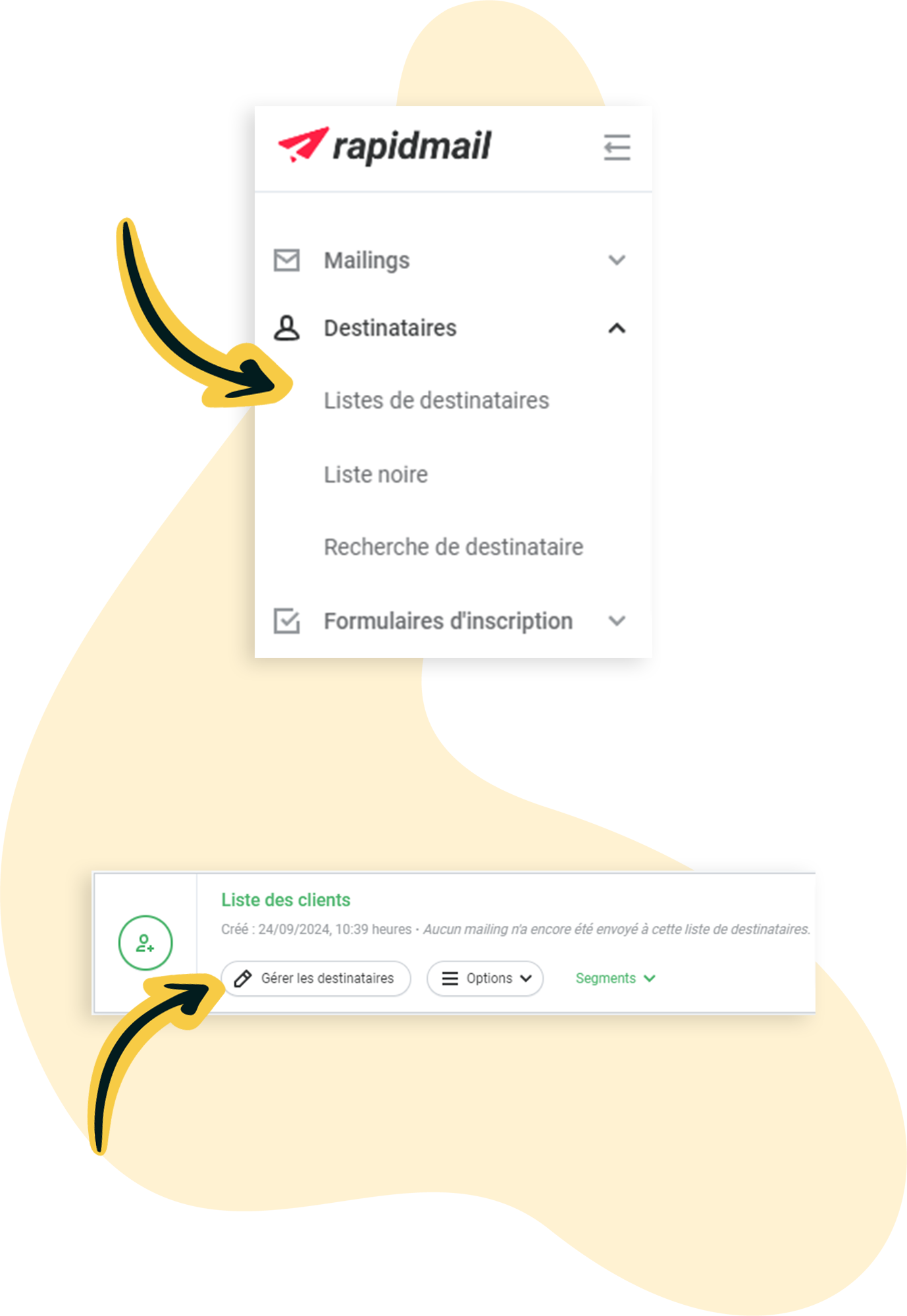Gérer les destinataires dasn rapidmail