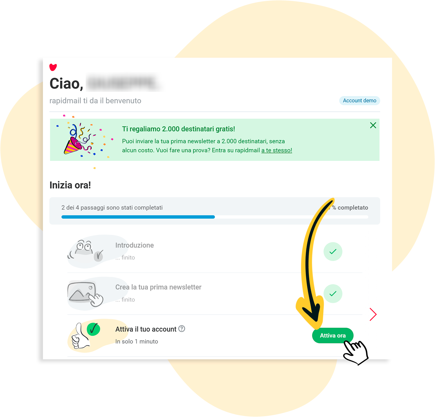 Autorizza l'account per l'invio di email 