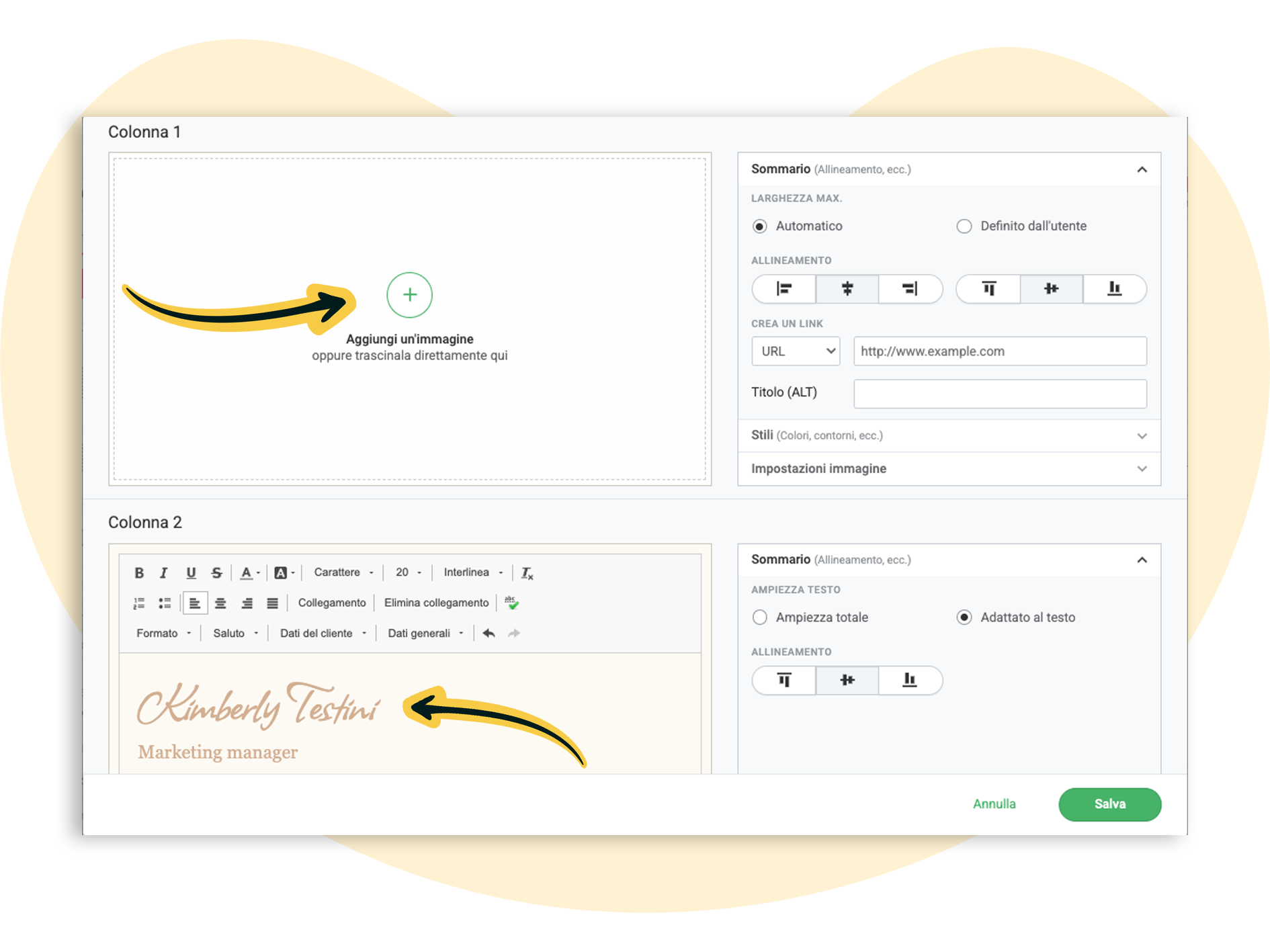 Firma nell'email come scritta in corsivo