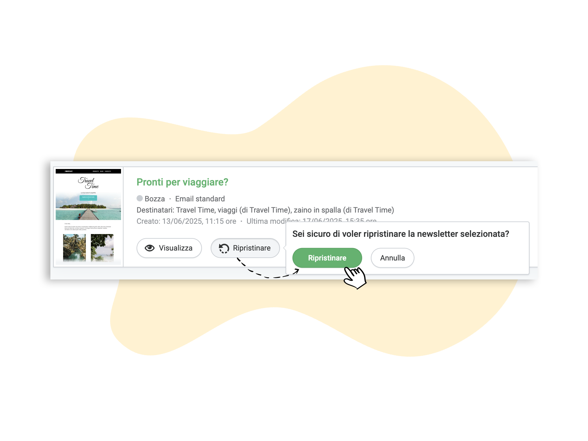 Ripristinare una newsletter eliminata