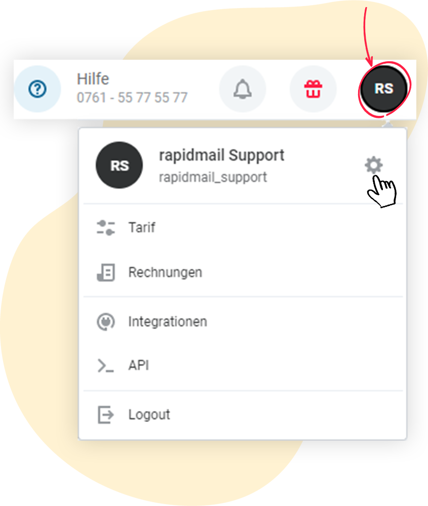 rapidmail Kontoeinstellungen aufrufen