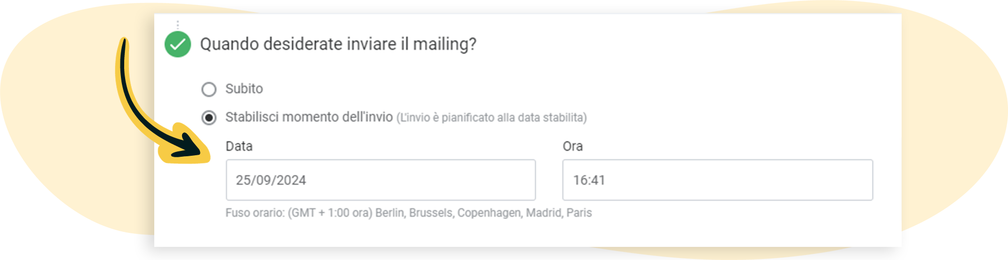 Pianificazione dell'orario e del giorno dell'invio di una newsletter