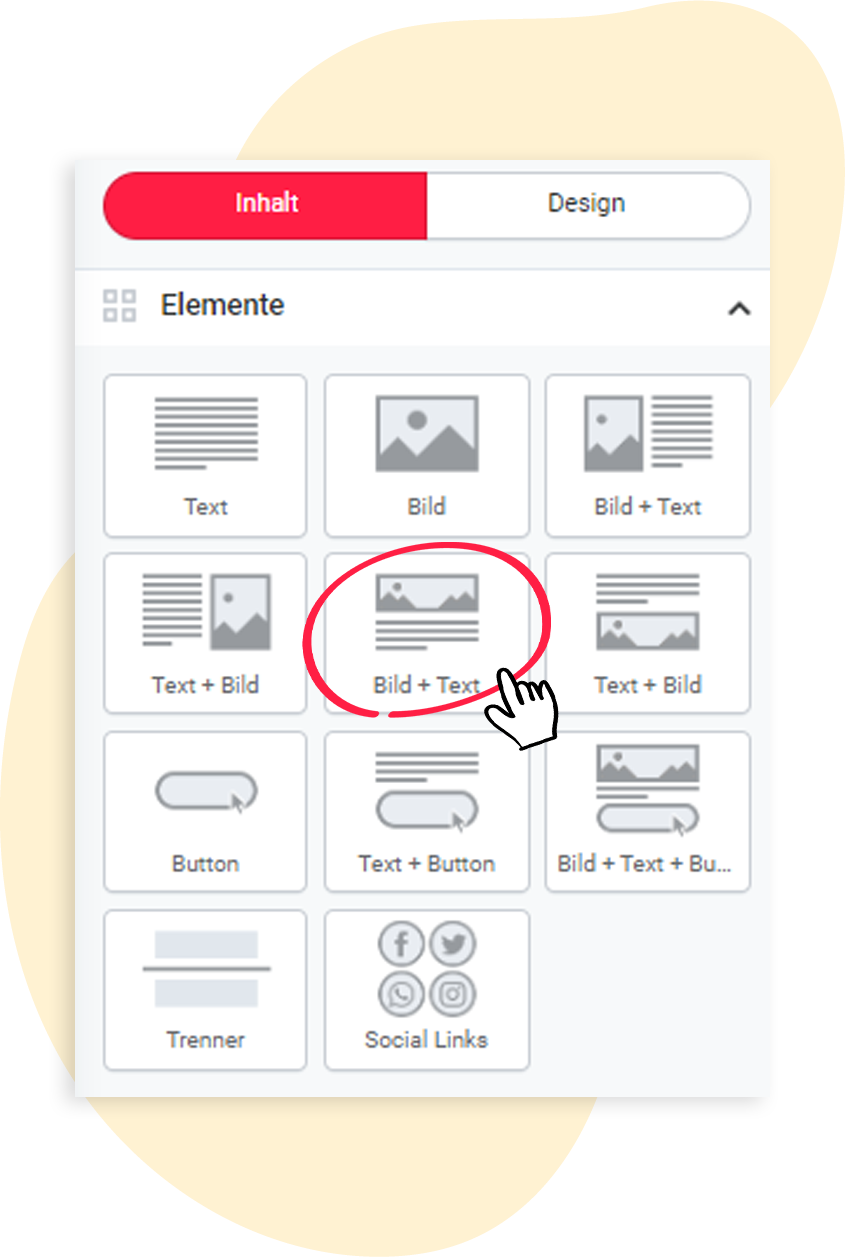 Bild+Text-Element im Mailing-Editor