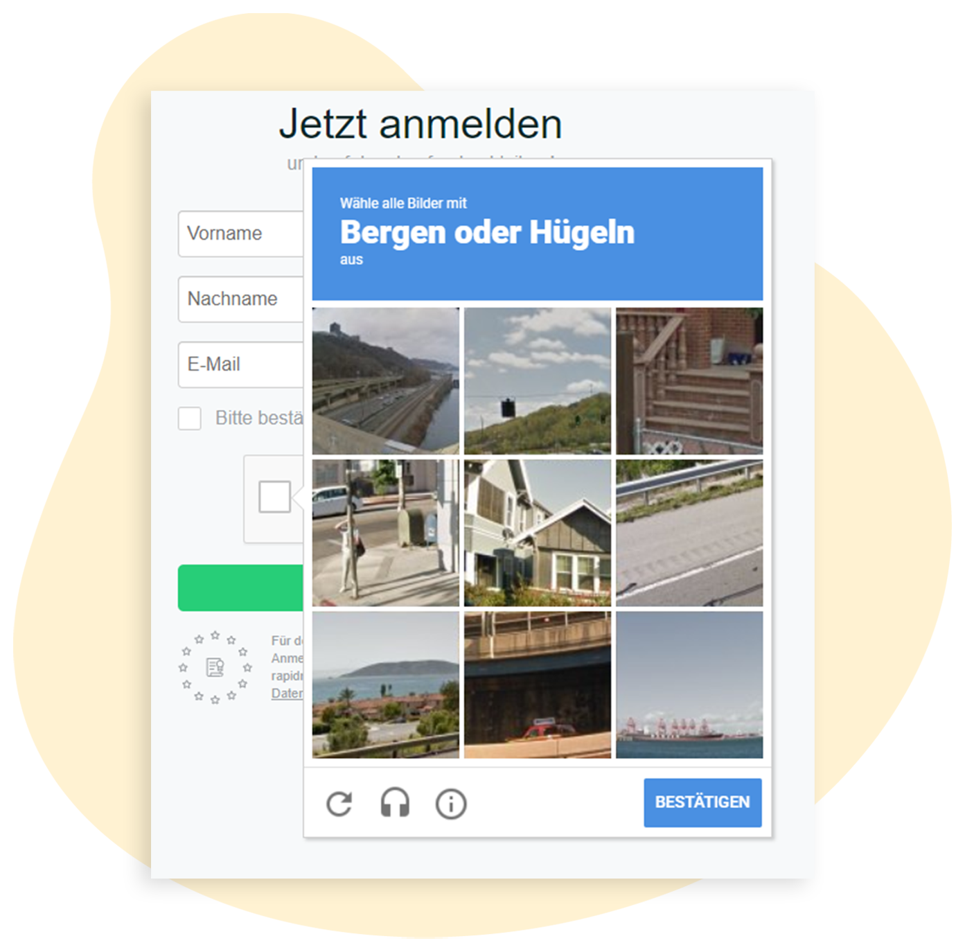 Beispiel eines Captcha-Feldes mit Sicherheitsabfrage gegen Bot-Eintragungen