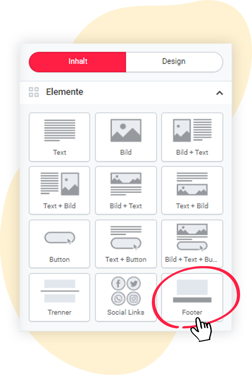Elemente im Mailing-Editor: Footer