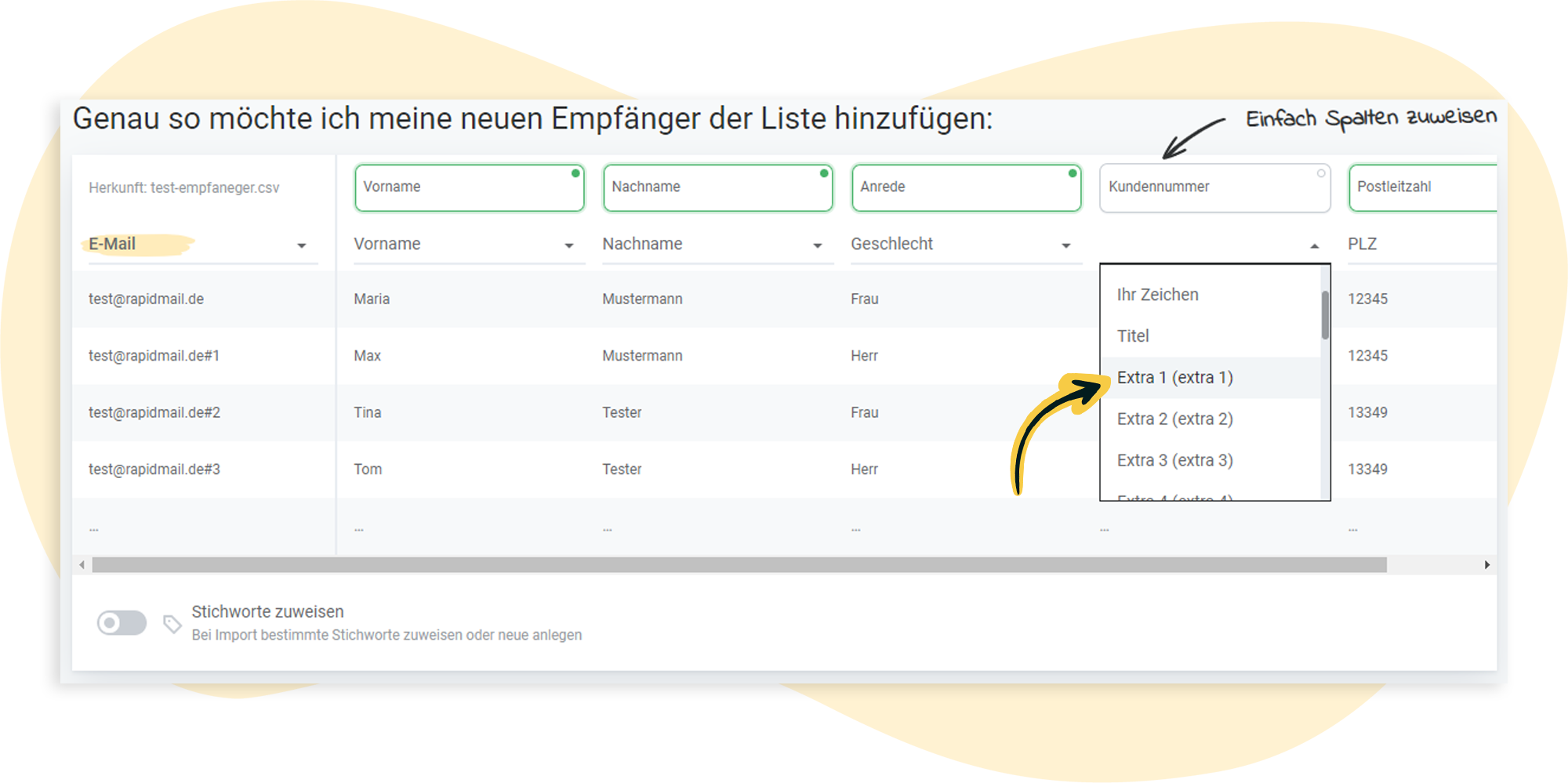 Spaltenanordnung beim Import
