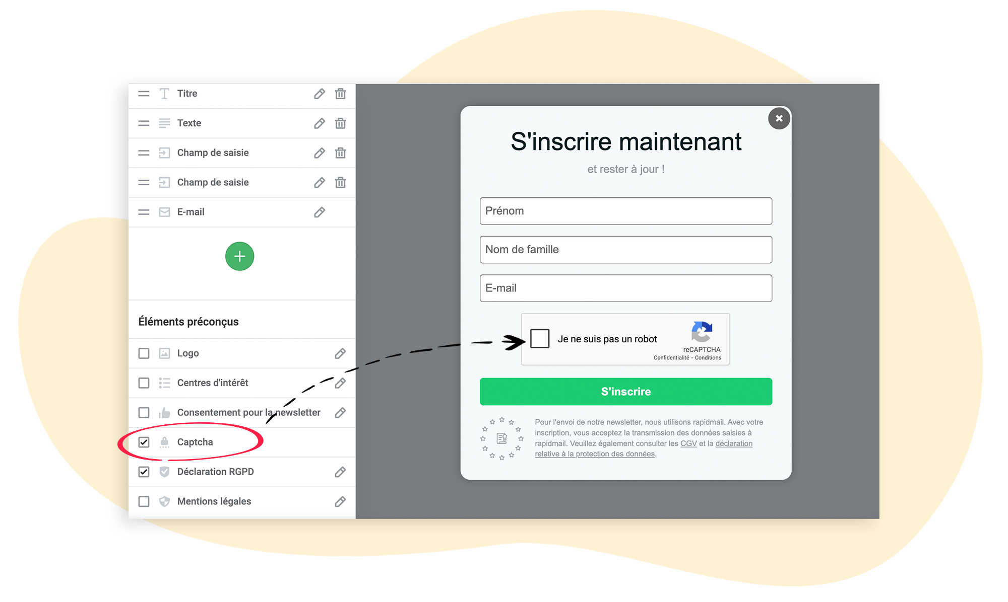 Configuration d'un champ Captcha dans le formulaire de connexion