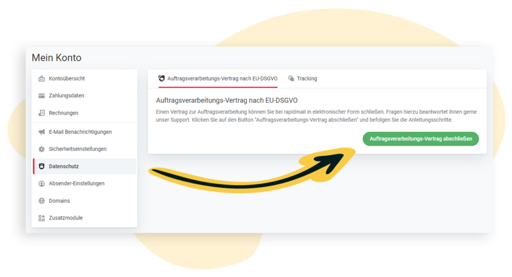 Auftragsverarbeitungs-Vertrag im Kundenkonto abschlieÃen