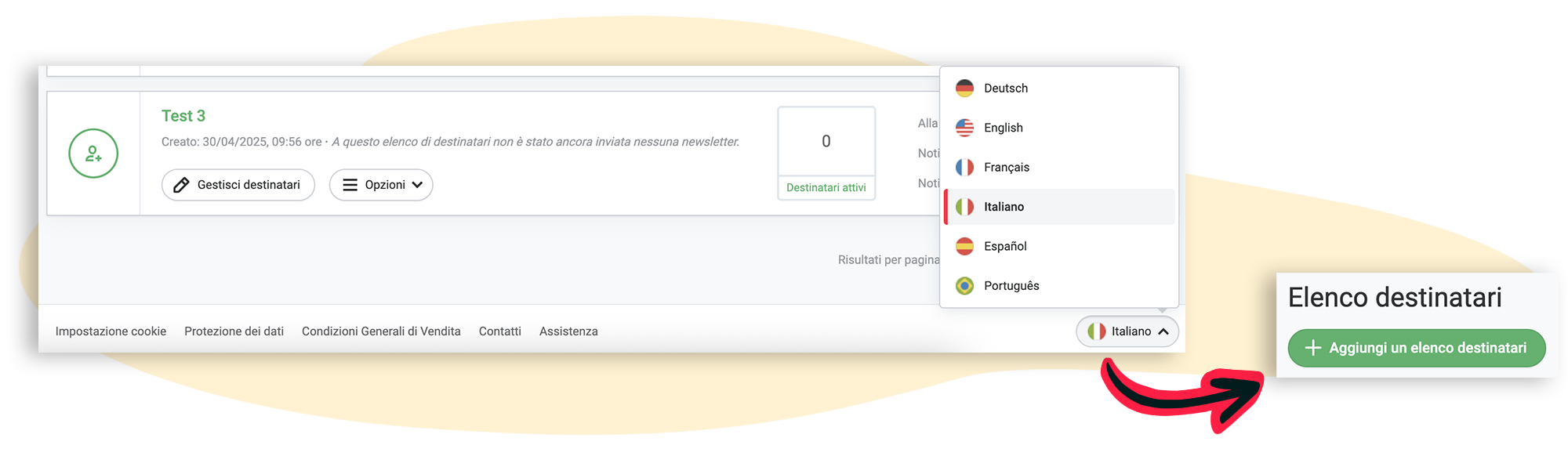 Procedura di impostazione della lingua per creare un modulo di registrazione in una lingua diversa