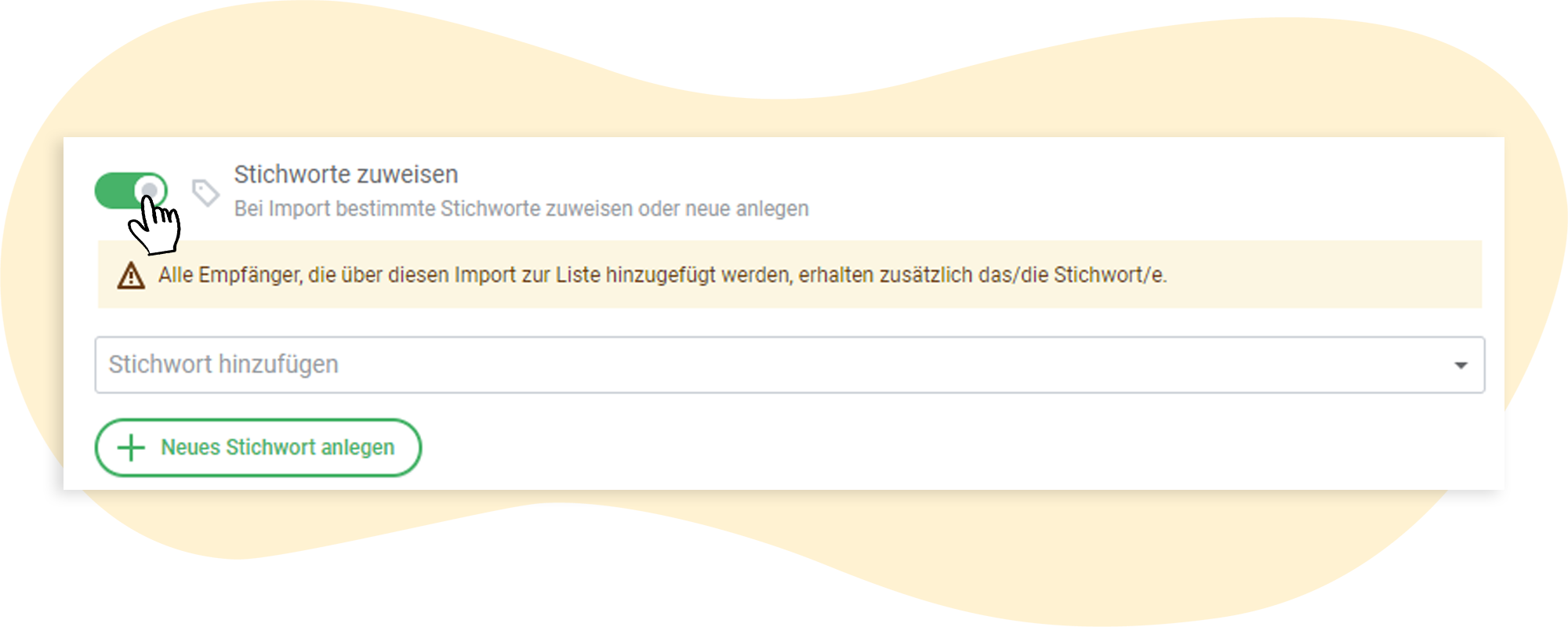 Stichworte beim Import zuweisen
