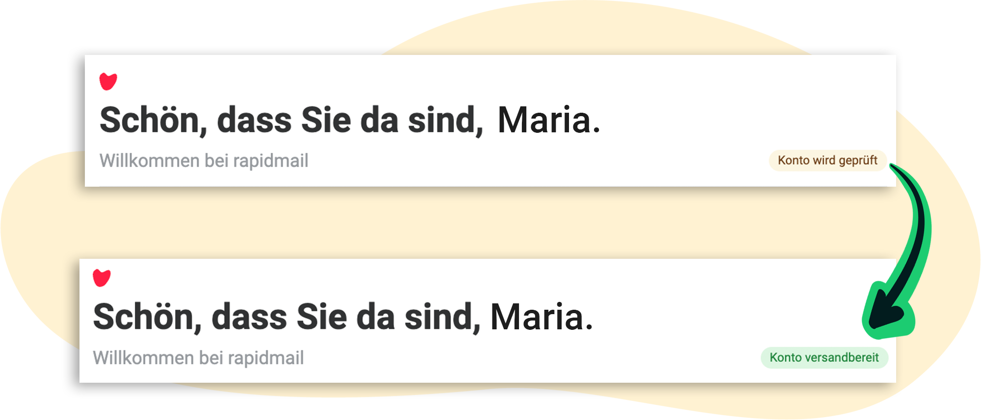 Konto ist versandbereit