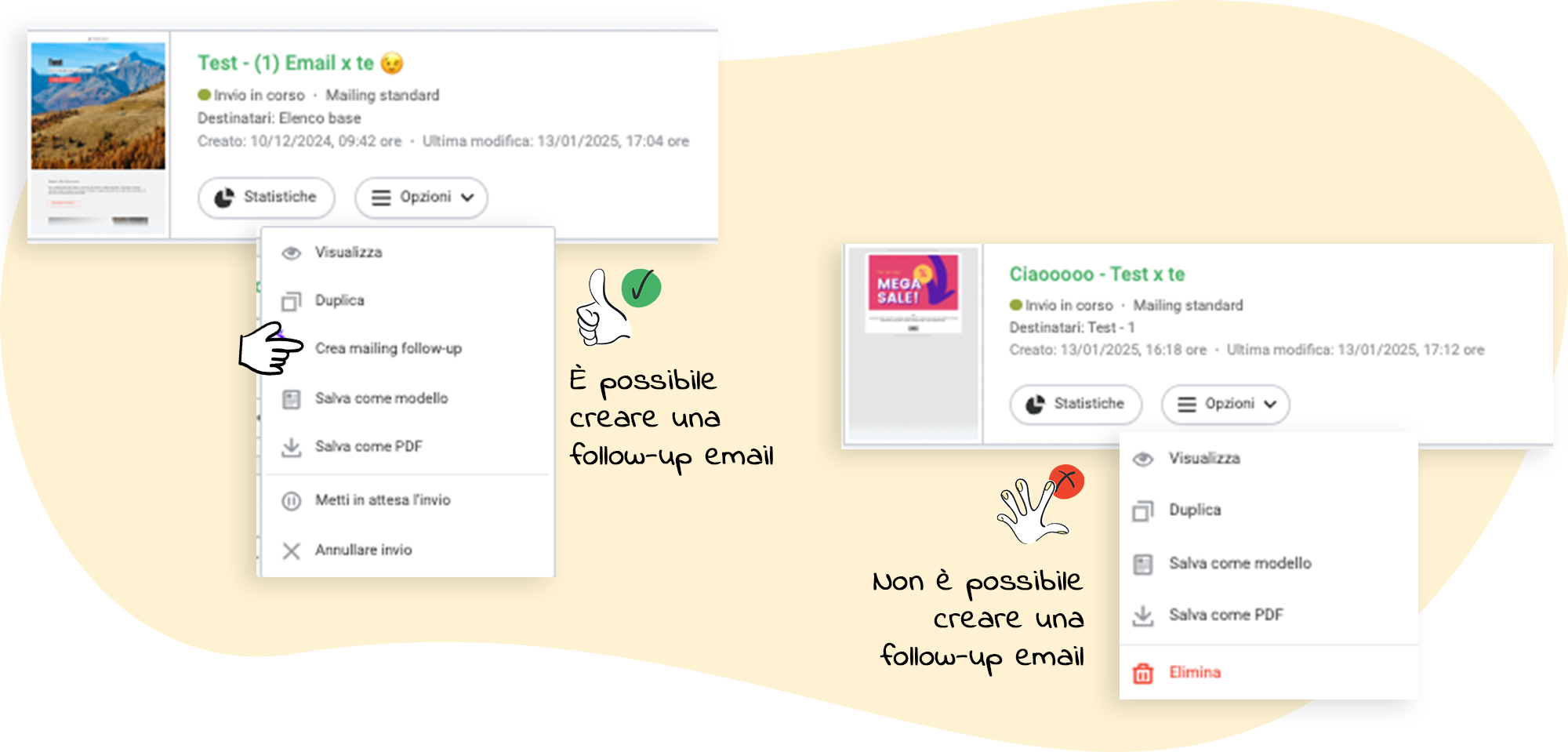 Email follow up può essere o meno creata