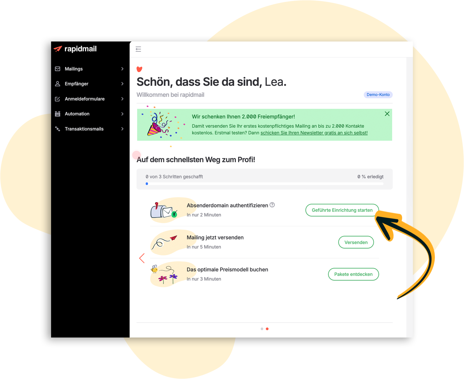 Entri-Authentifizierung auf dem Dashboard starten