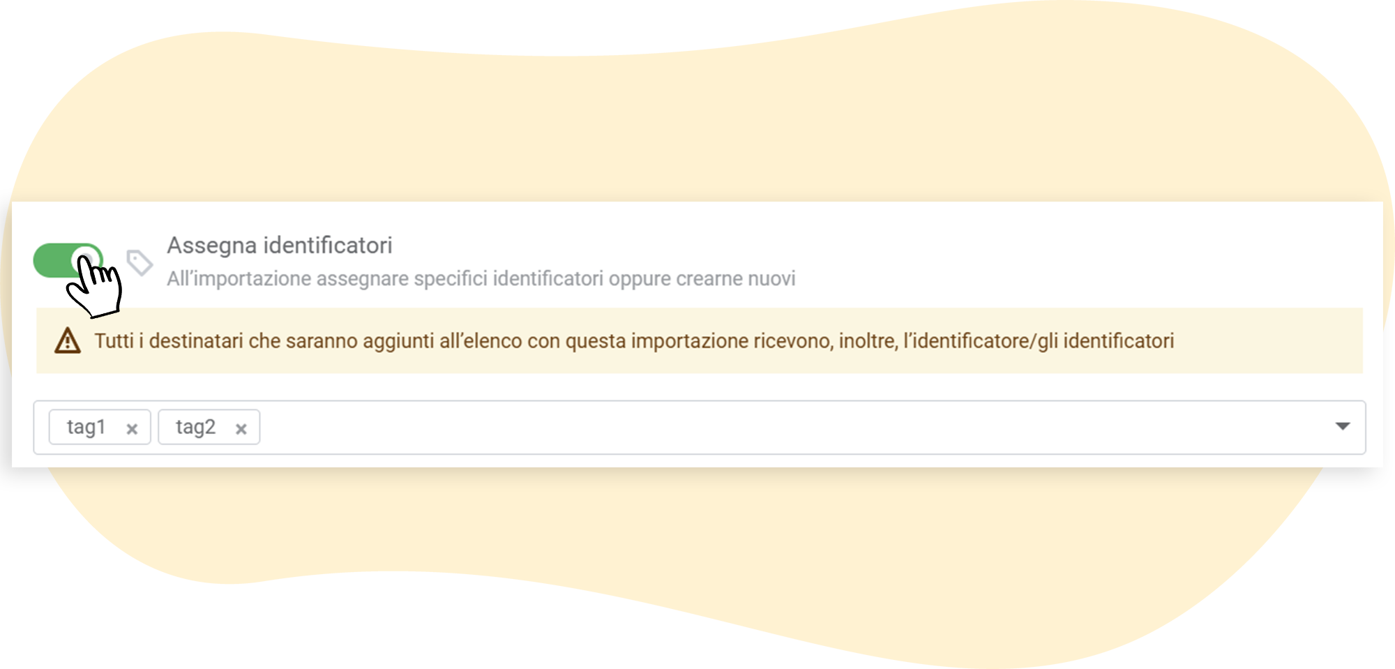 Assegnare etichette durante l'importazione