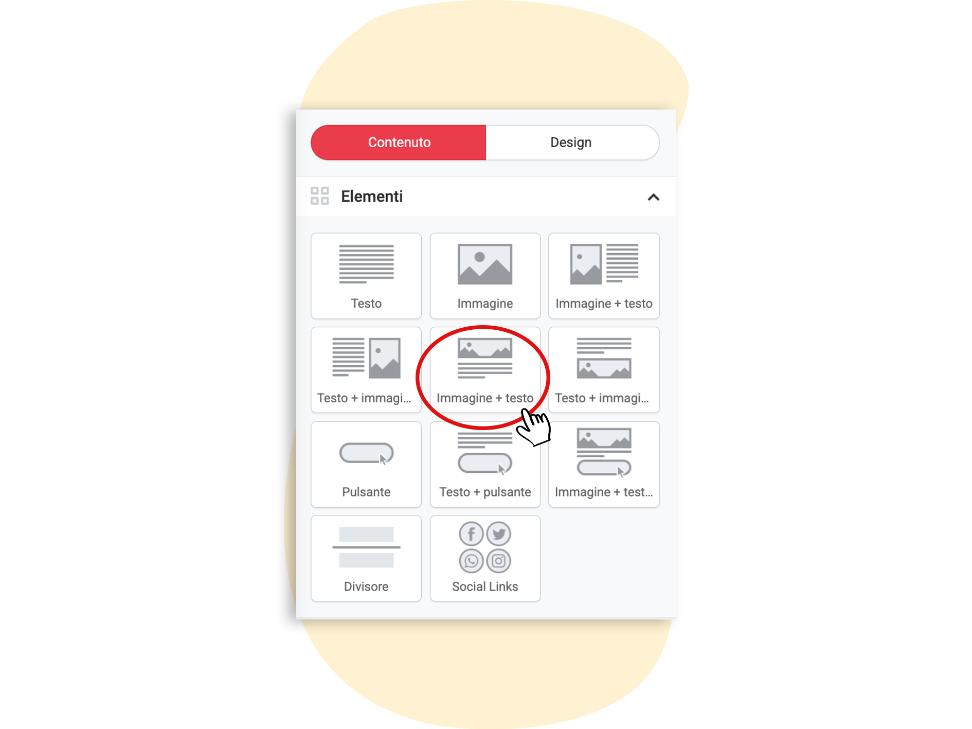 Editor newsletter - elemento per immagine + testo