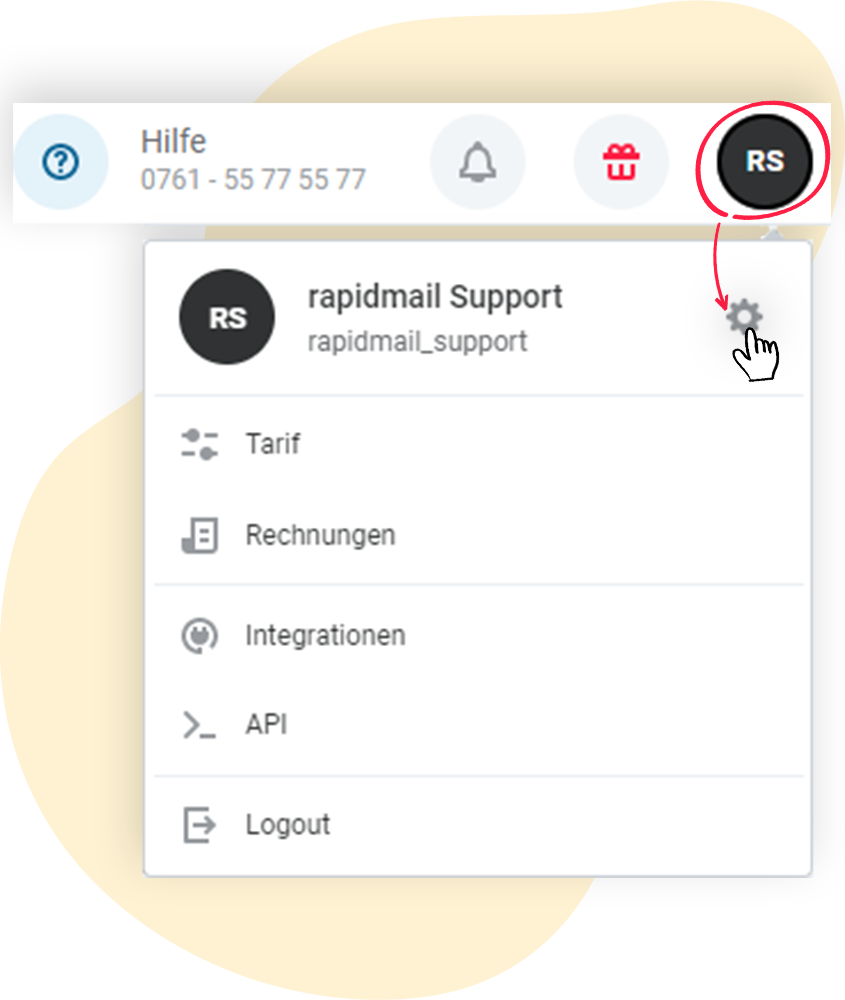 rapidmail Kontoeinstellungen aufrufen