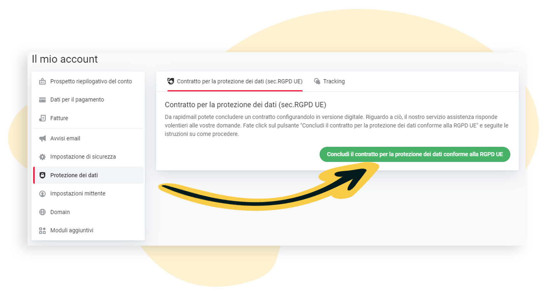Concludere il contratto per la protezione dei dati nel conto del cliente