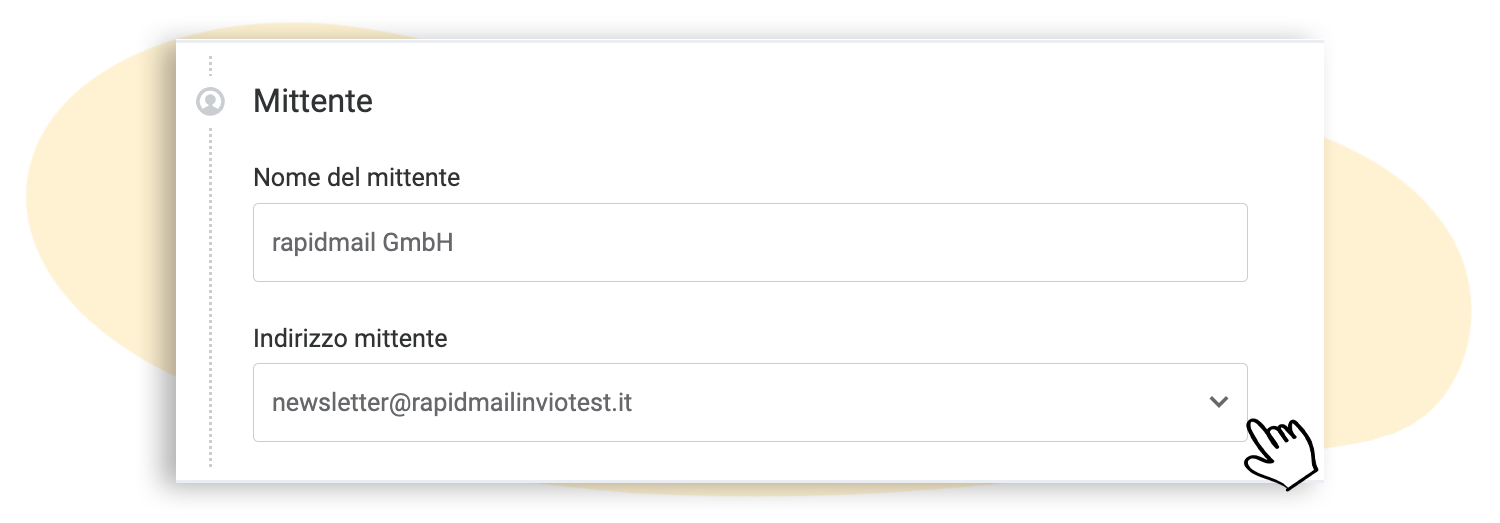 Impostazione indirizzo email per invio di newsletter interne