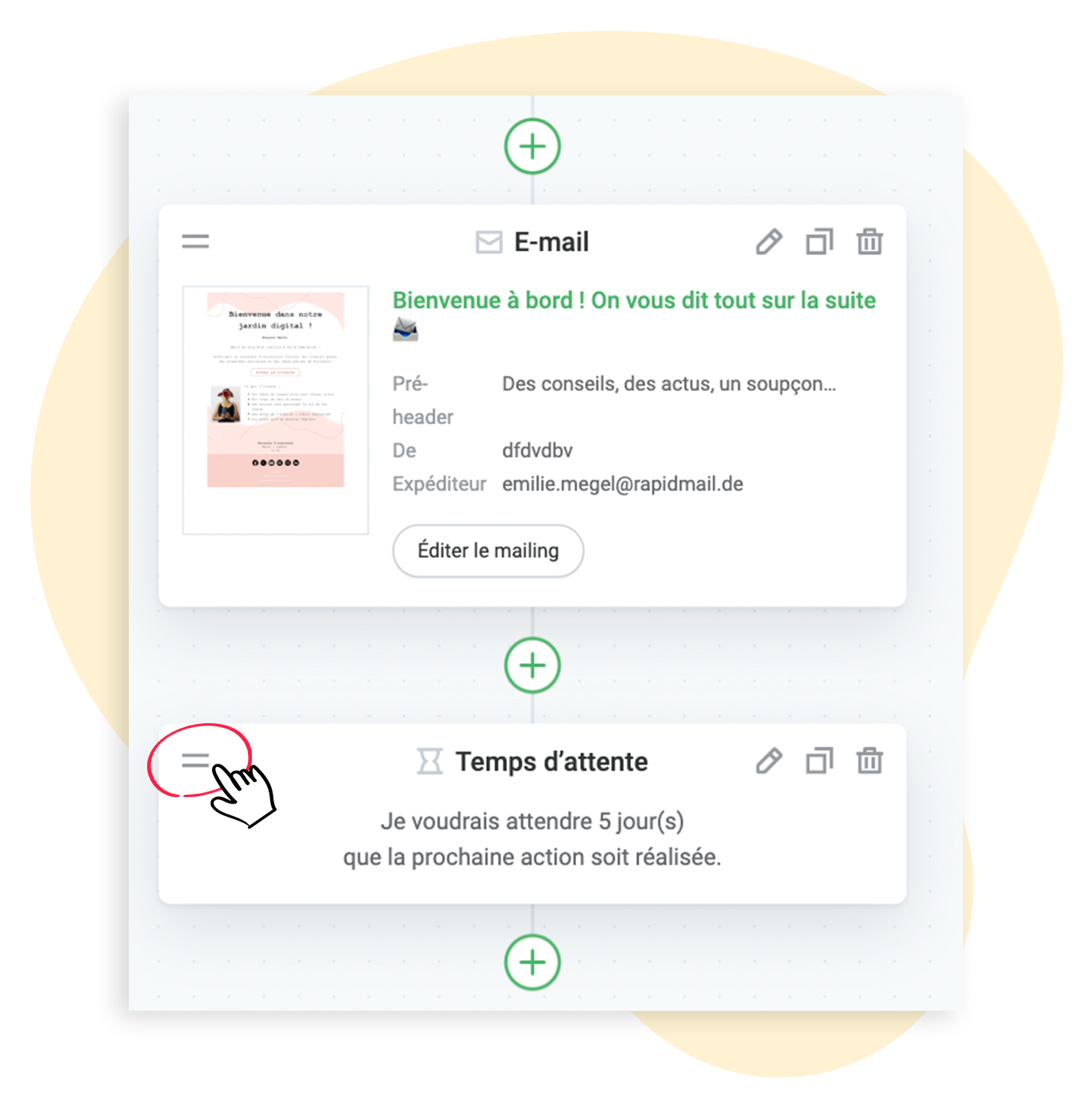 Déplacer un élément dans le flux de travail d'automatisation par glisser-déposer