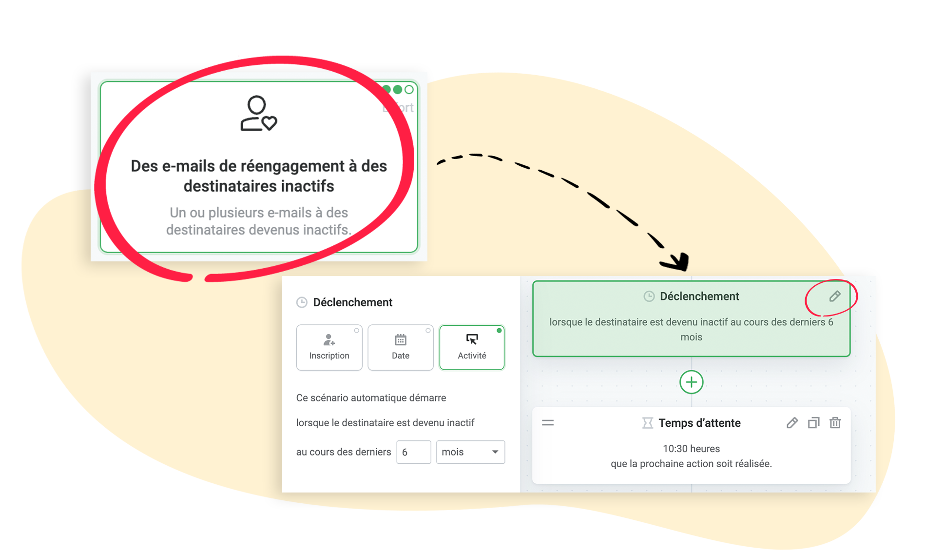 Condition de départ pour modifier les e-mails de réengagement dans une automatisation