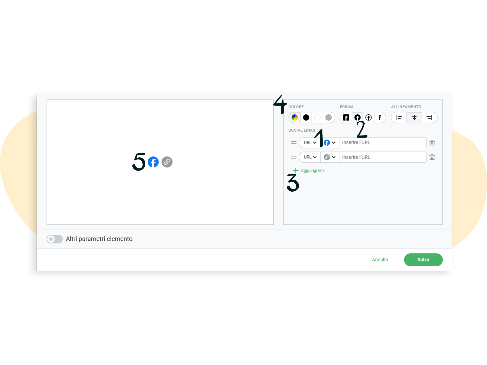 Passaggi per l'inserimento delle icone social