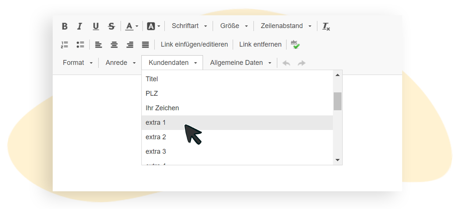 Extra-Datenfeld im Textelement einfÃ¼gen