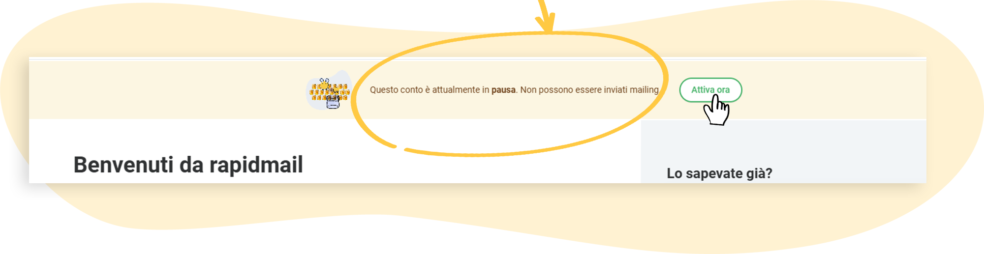 Messaggio sulla dashboard per interrompere la pausa manualmente