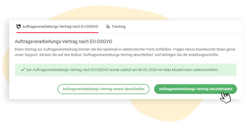 Nach abgeschlossenem Auftragsverarbeitungs-Vertrag besteht die MÃ¶glichkeit diesen herunterzuladen