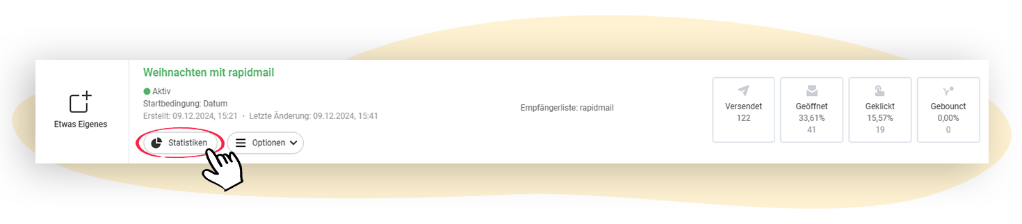 Auf der Übersichtsseite die Option Statistiken wählen