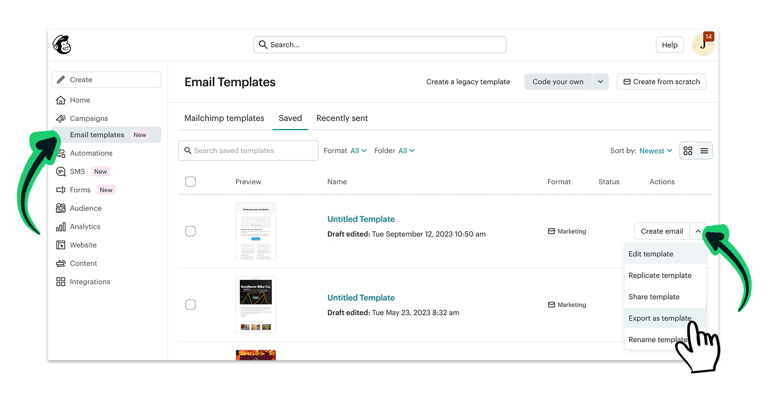 Mailchimp-Mailing als HTML exportieren