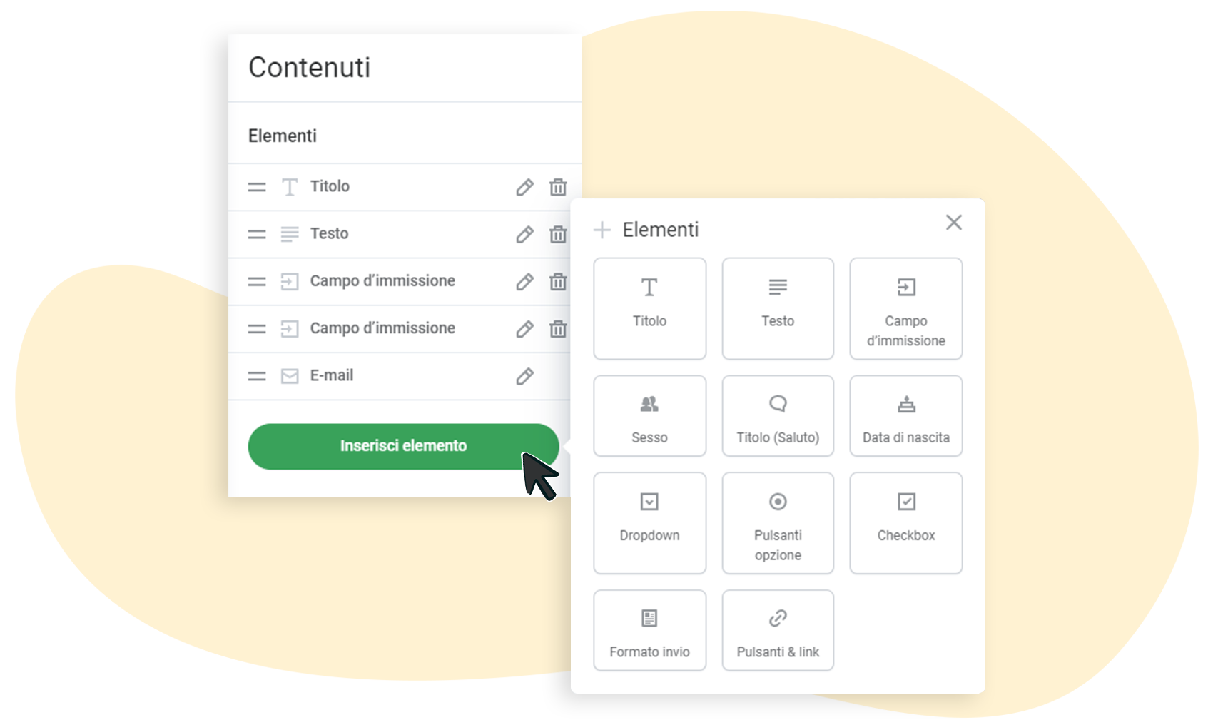 Modifica dei contenuti di un modulo di registrazione