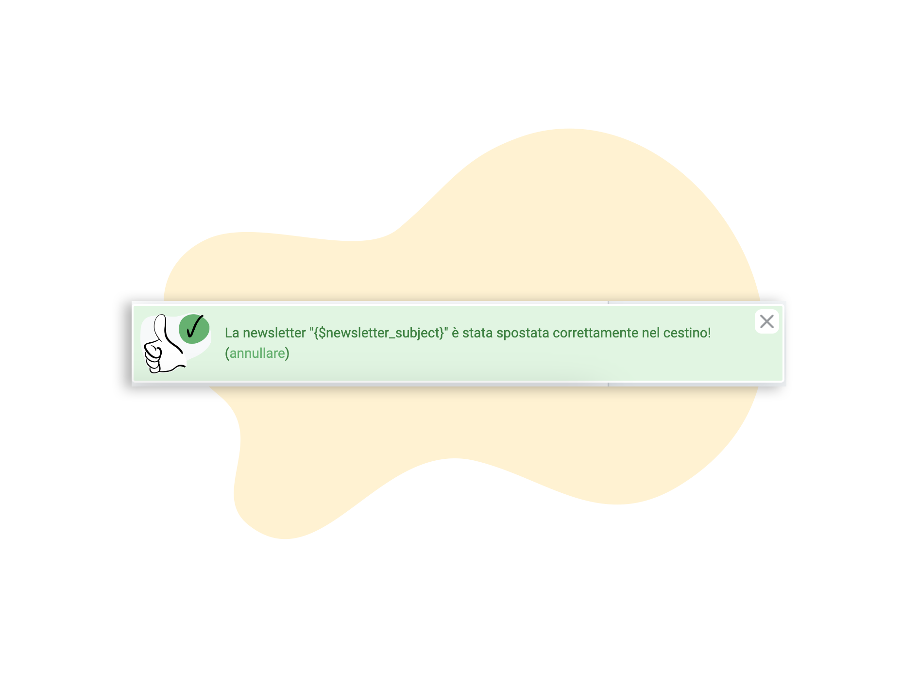 Messaggio di conferma dopo l'eliminazione di una newsletter