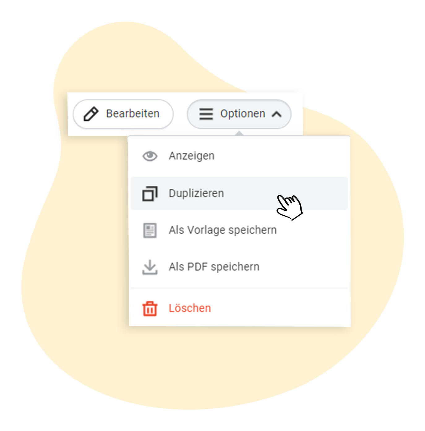 Mailing duplizieren über den Optionen-Button