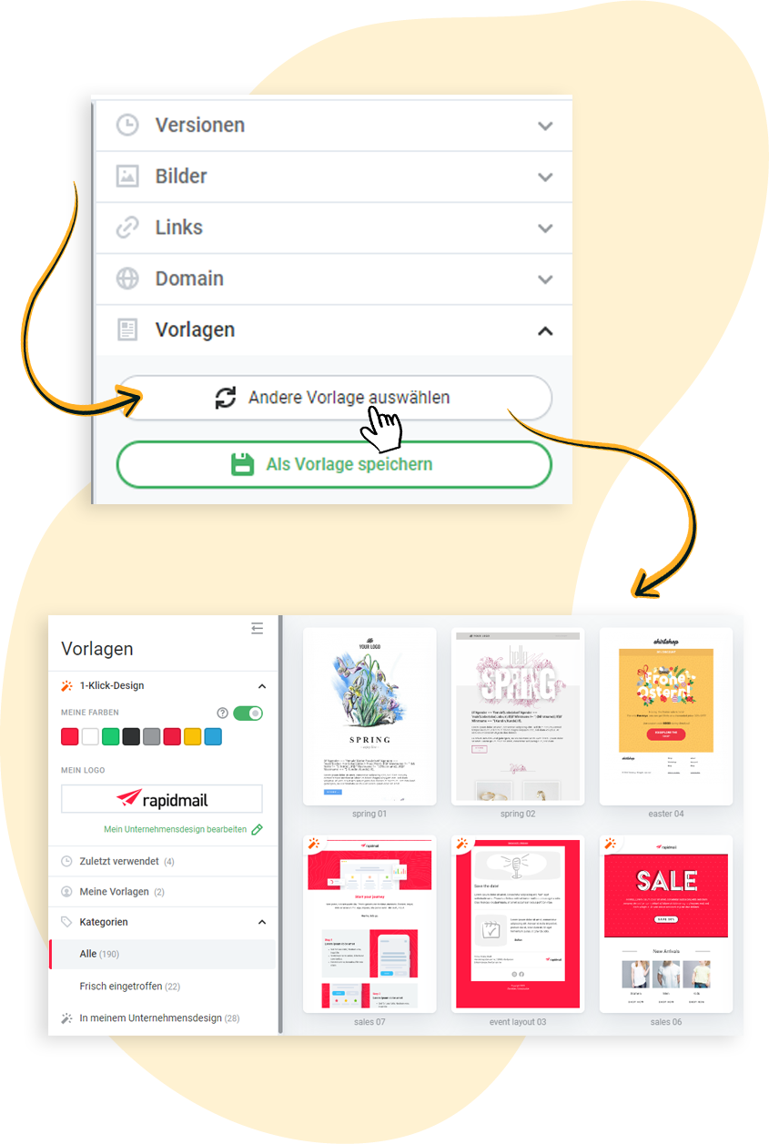 Sélectionner un autre modèle dans l'éditeur de mailing et ainsi remplacer le modèle actuel