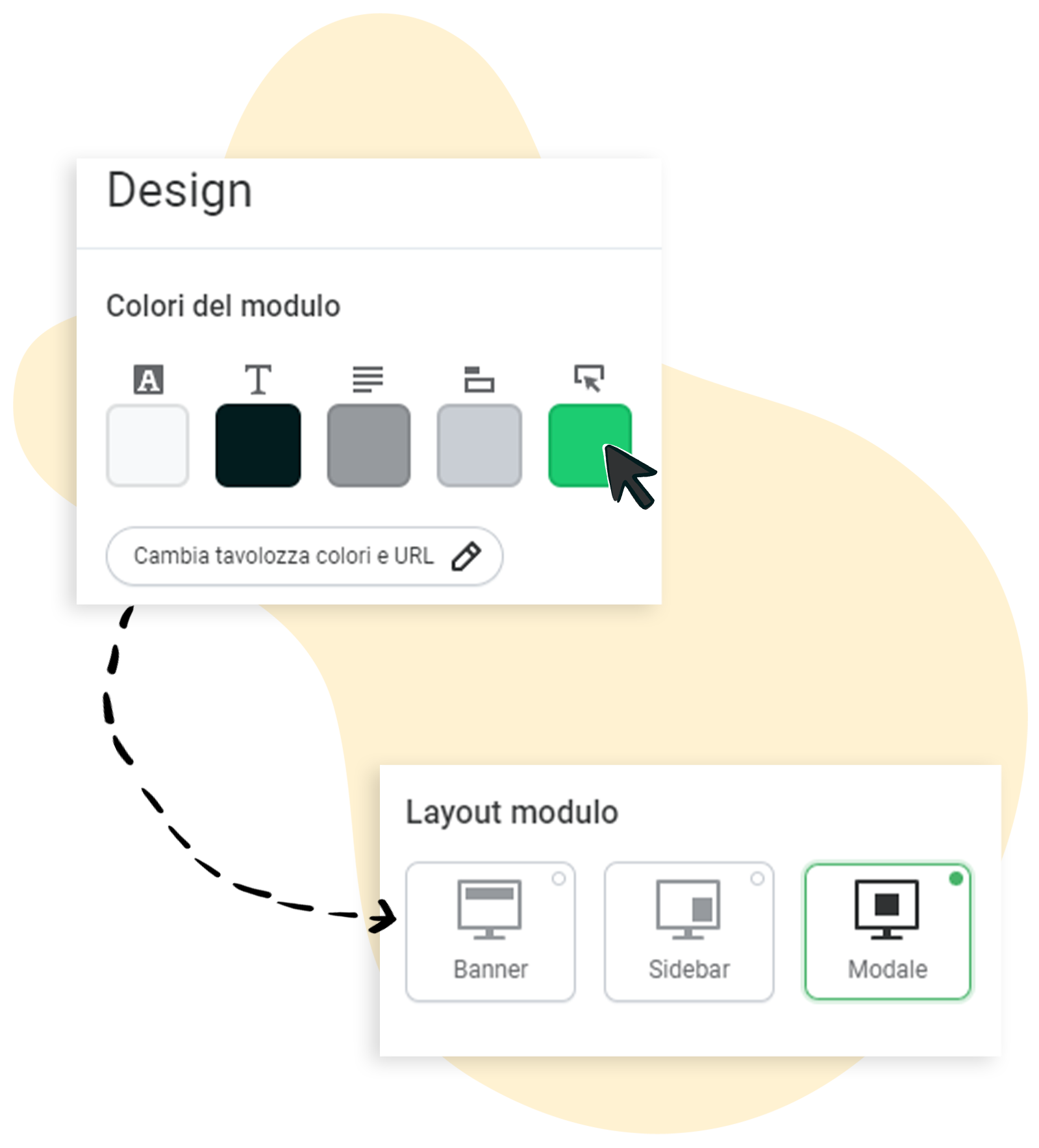 Impostazioni di progettazione nell'editor: impostazione dei colori e dei layout dei moduli