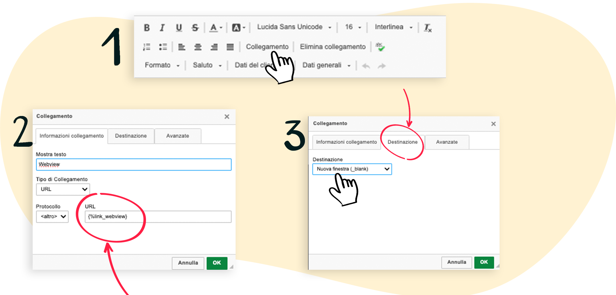 Personalizzare il link alla vista web