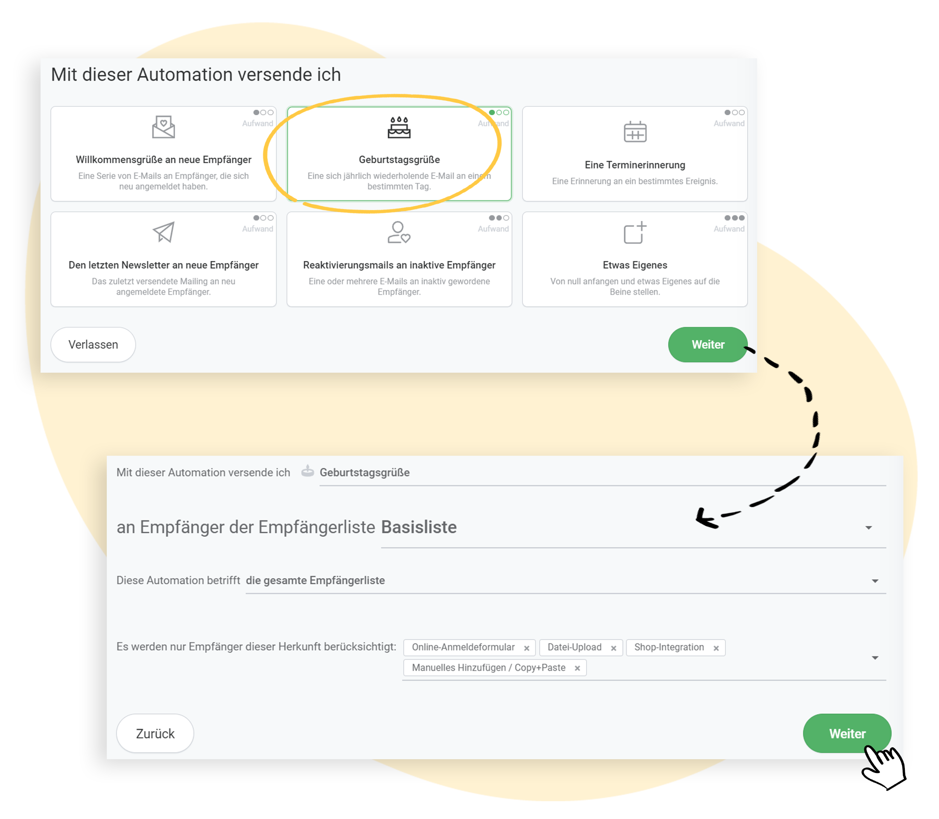 Use Case GeburtstagsgrÃ¼Ãe und Voreinstellungen